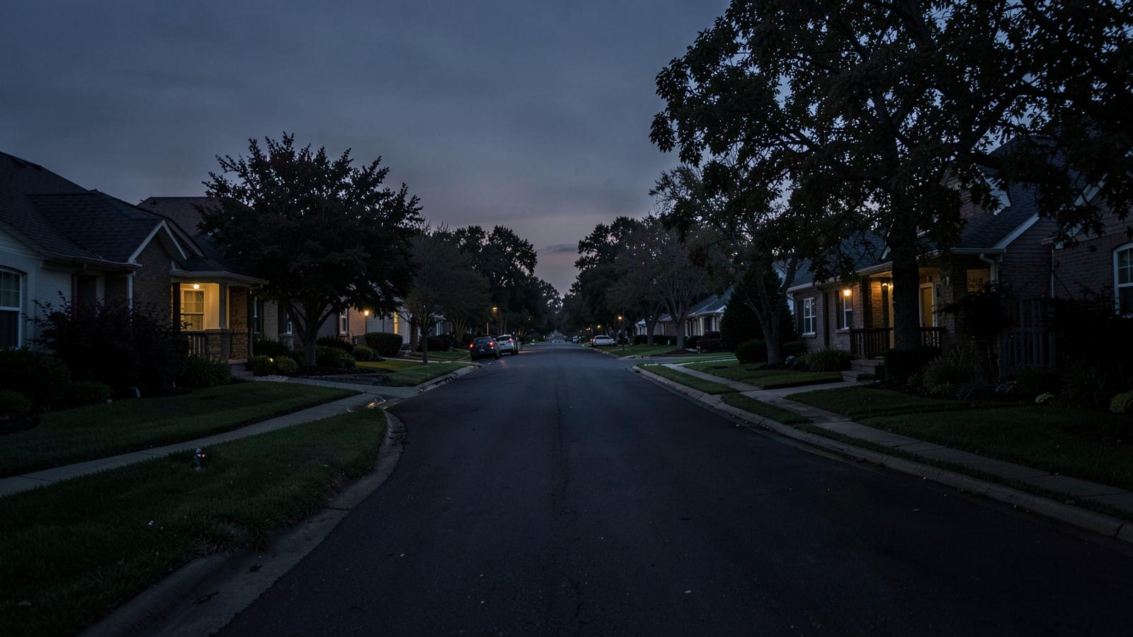 Quiet Lincoln, Nebraska neighborhood with well-maintained lawns